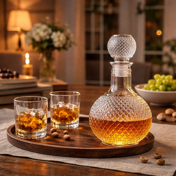 Botella de Whisky – Edición de Cristal Cortado con Tapón