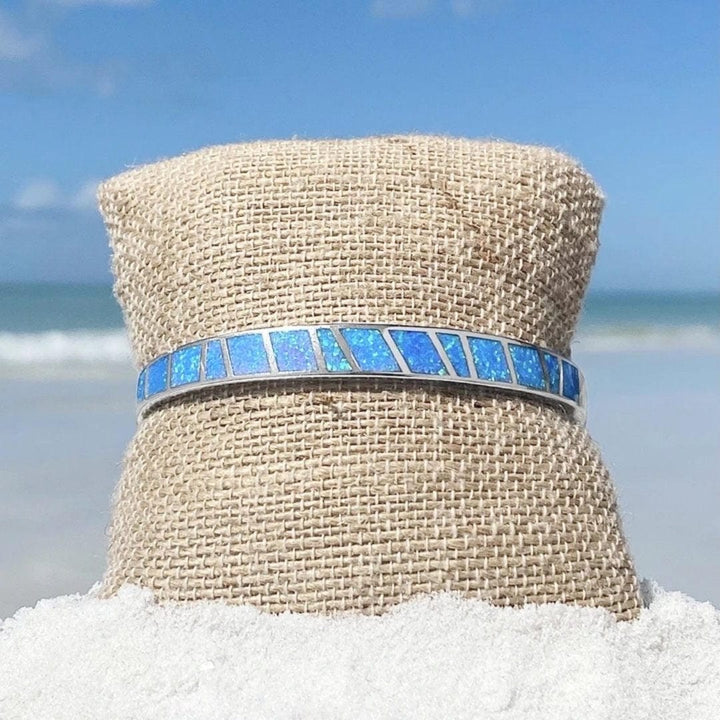 Pulsera de Ópalo Azul y Plateado