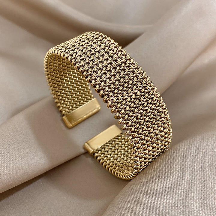 Pulsera Ajustable de Oro Dorado Trenzada