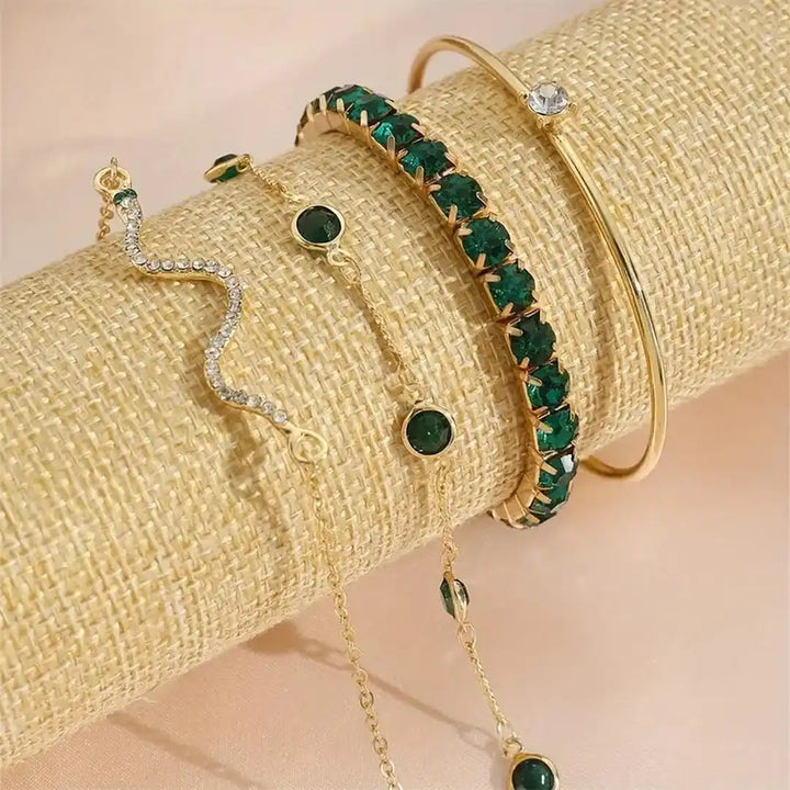 Set of Green Stone Bracelets