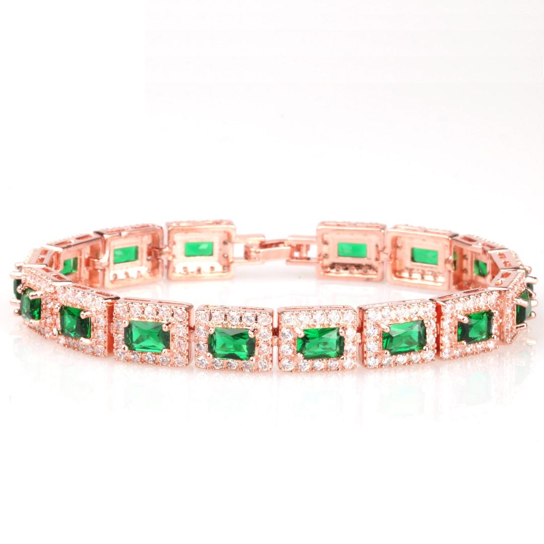 Gold Bracelet with Emerald Green Statement