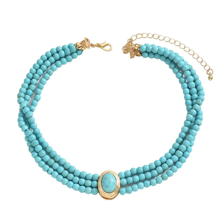 Collar Elegante Vintage de Cuentas Turquesa