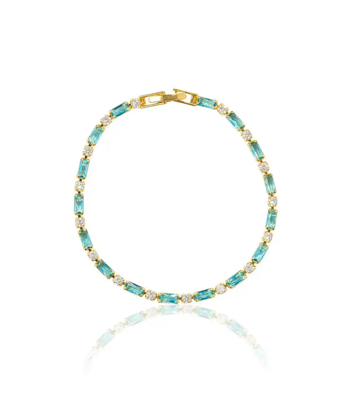 Pulsera de Piedra Turquesa de Zirconio Dorado