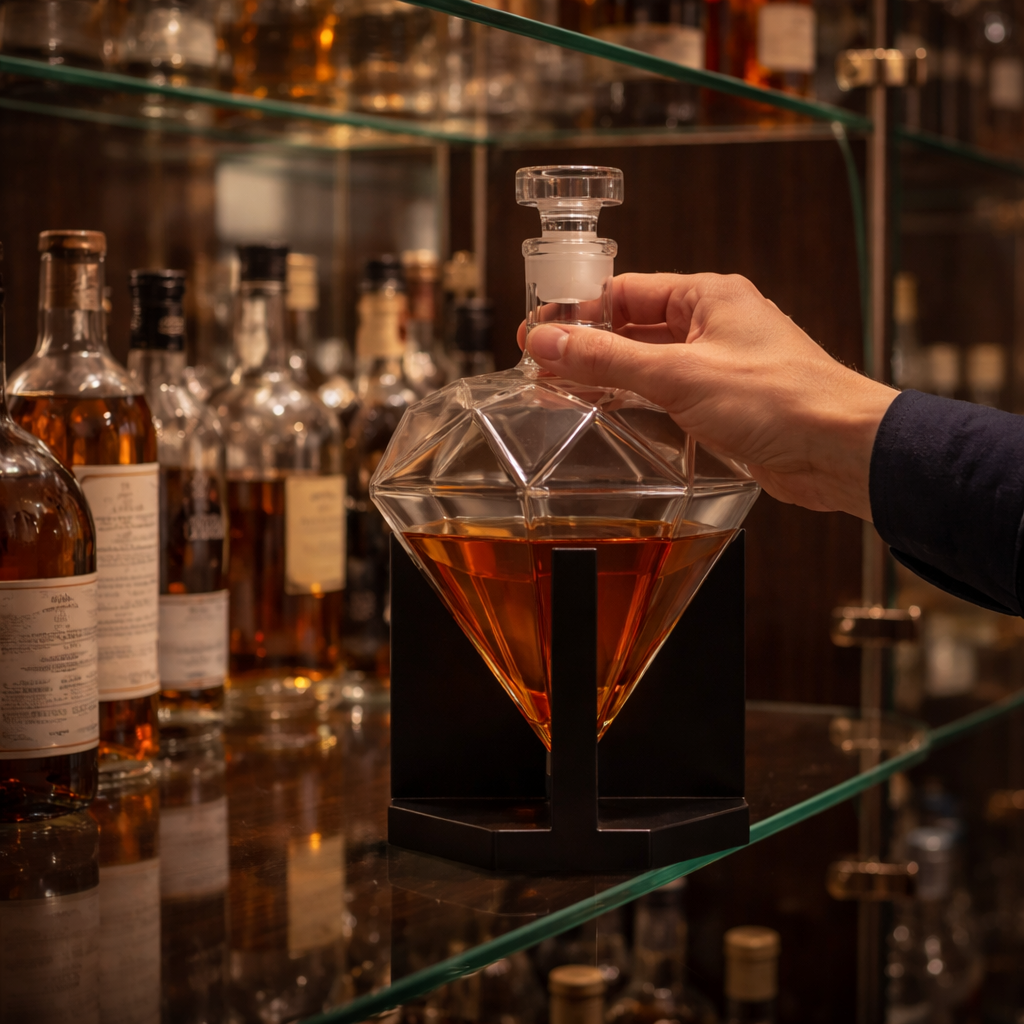 Botella de Whiskey - Edición Diamante y Soporte