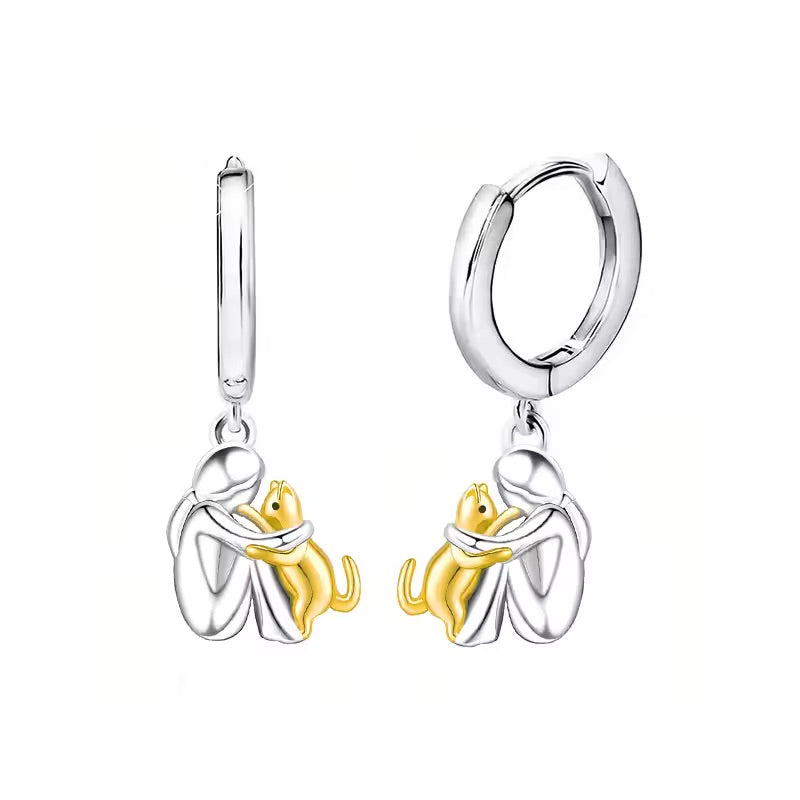 Collar con Colgante de Abrazo de Gato y Pendientes de Regalo – Oferta por Tiempo Limitado