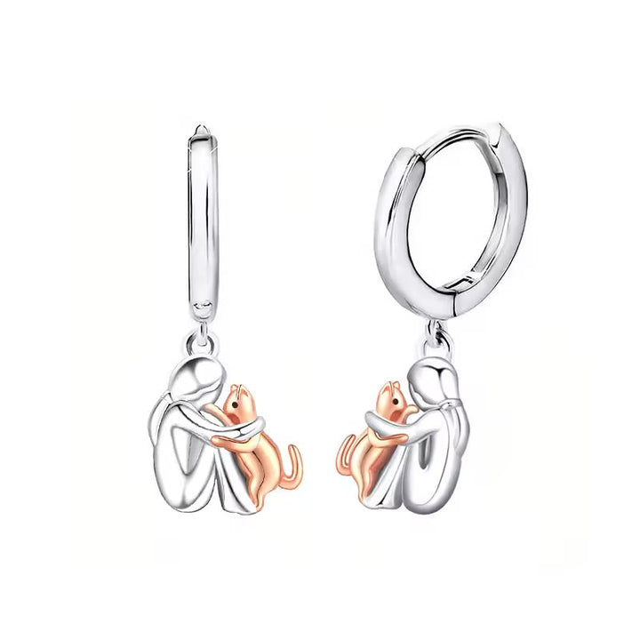 Collar con Colgante de Abrazo de Gato y Pendientes de Regalo – Oferta por Tiempo Limitado