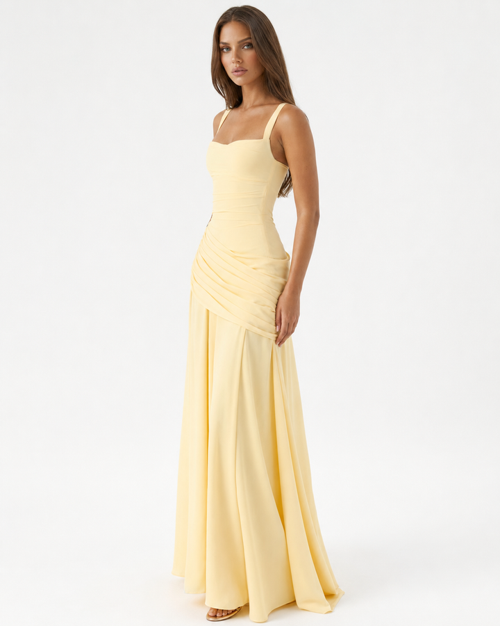 ENIE | Maxi Dress with Gathered Square Neckline