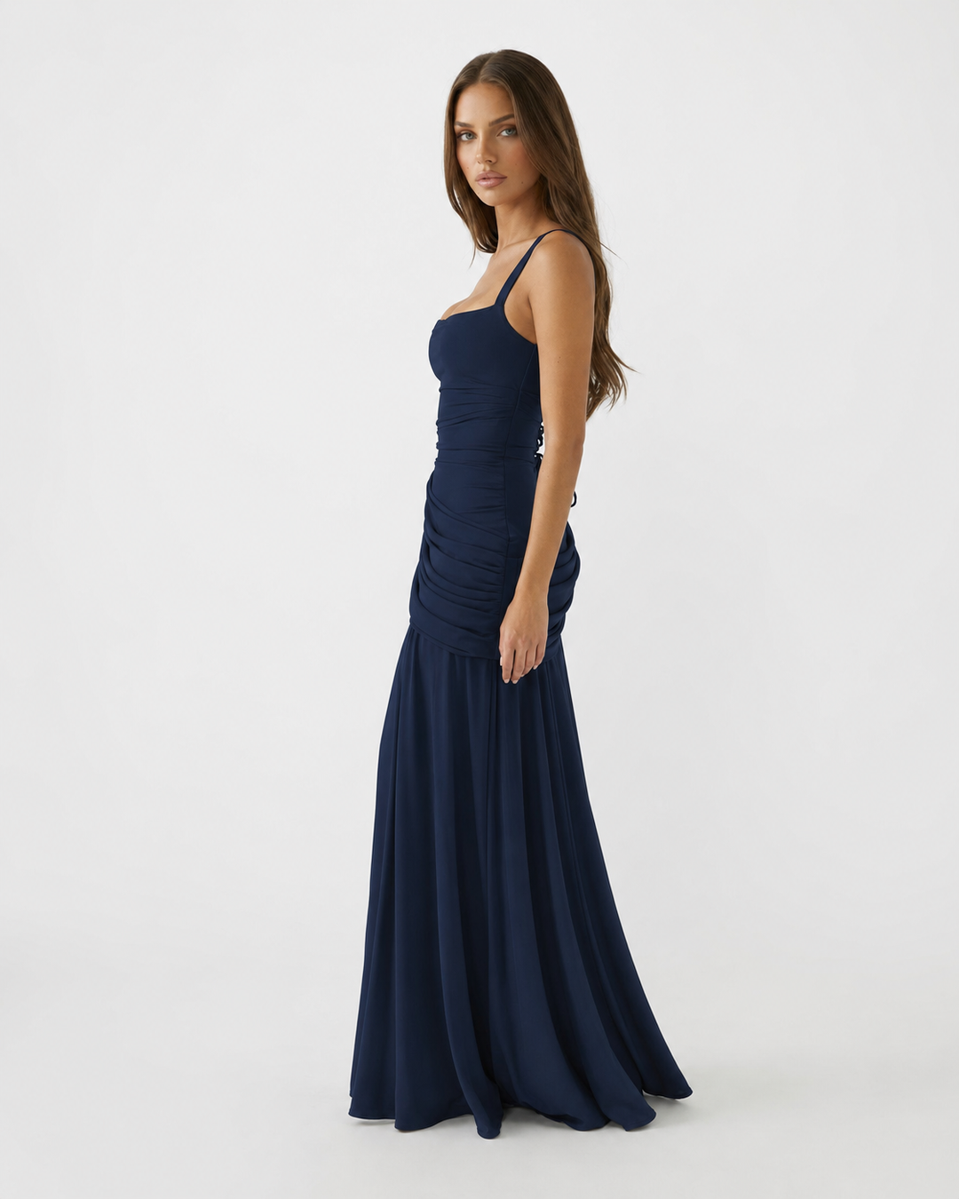 ENIE | Maxi Dress with Gathered Square Neckline