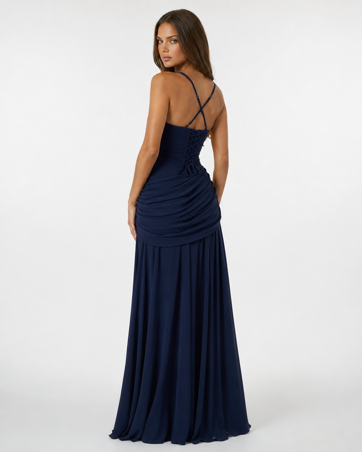 ENIE | Maxi Dress with Gathered Square Neckline