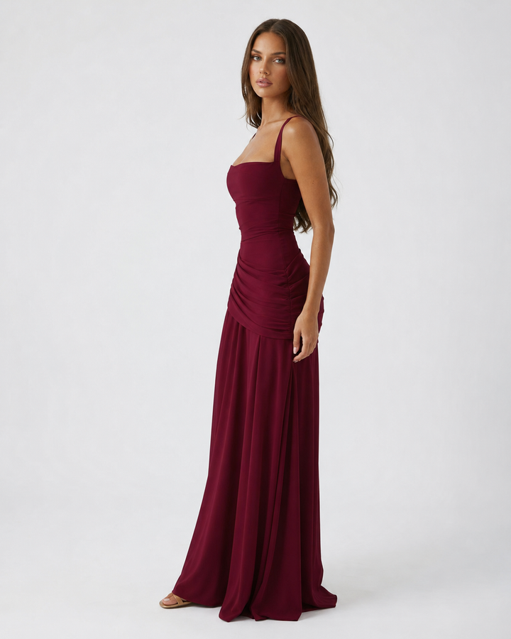 ENIE | Maxi Dress with Gathered Square Neckline