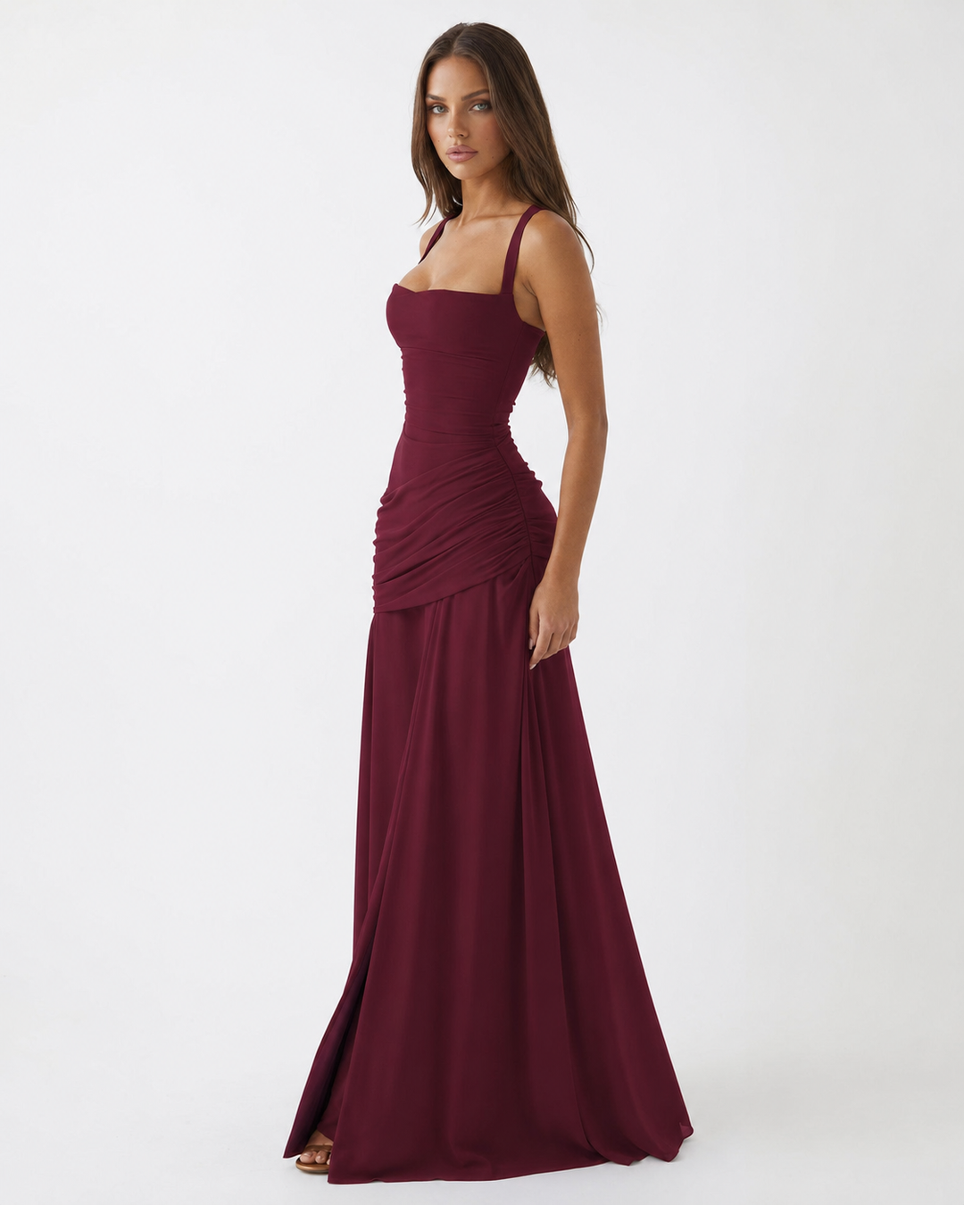 ENIE | Maxi Dress with Gathered Square Neckline