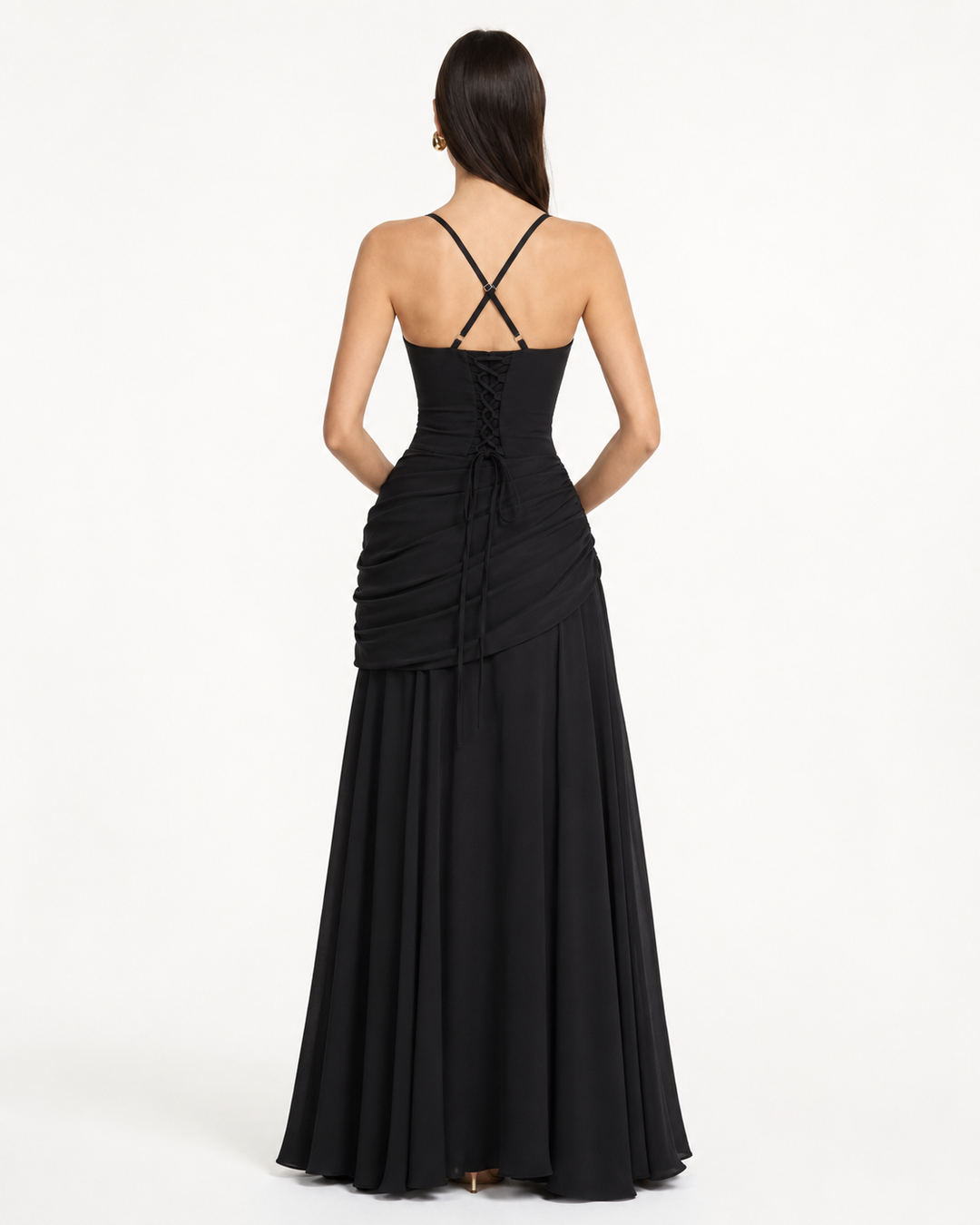 ENIE | Maxi Dress with Gathered Square Neckline