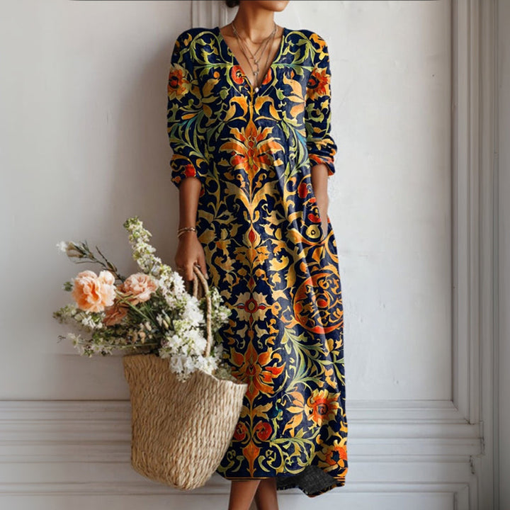 【Mangas Largas】Vestido Vintage de Estilo Étnico