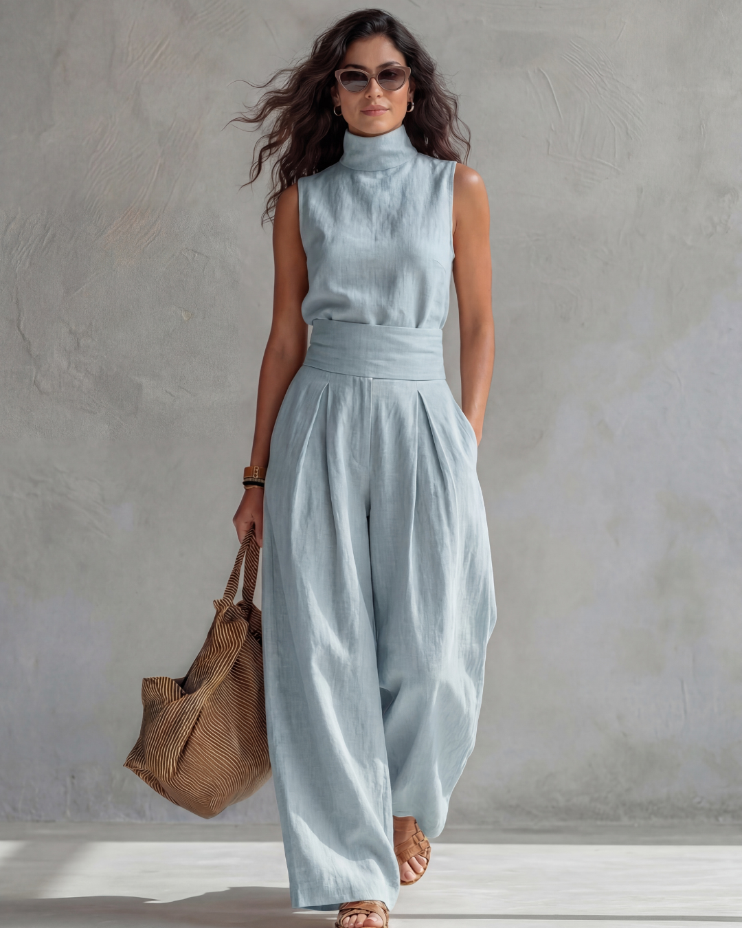 Maria | Conjunto de Pantalones Anchos Elegantes y Top