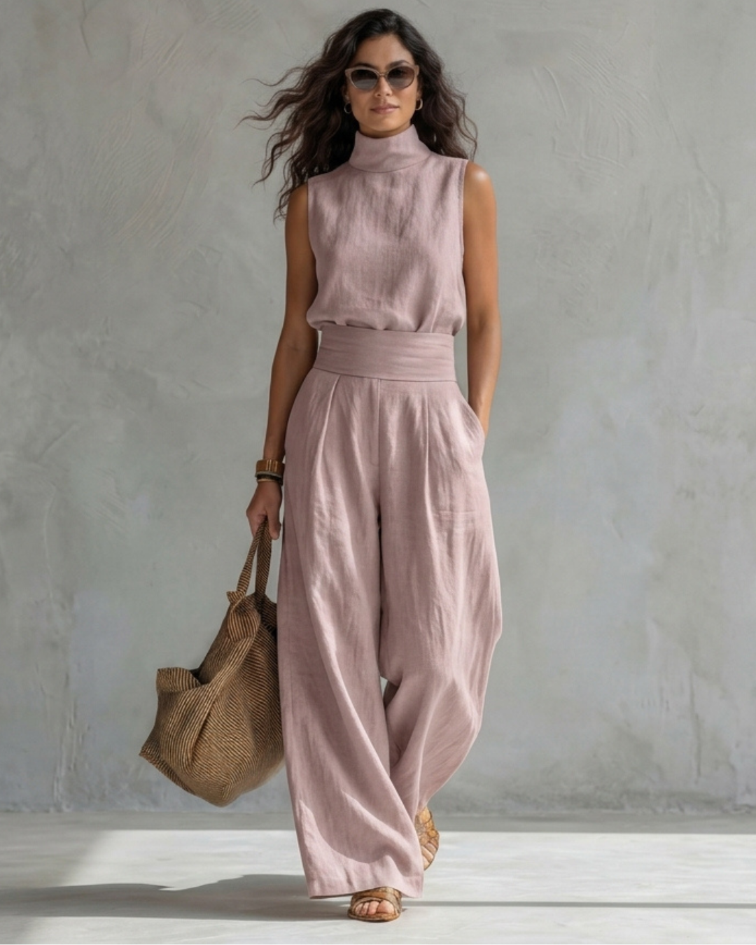 Maria | Conjunto de Pantalones Anchos y Top Elegante