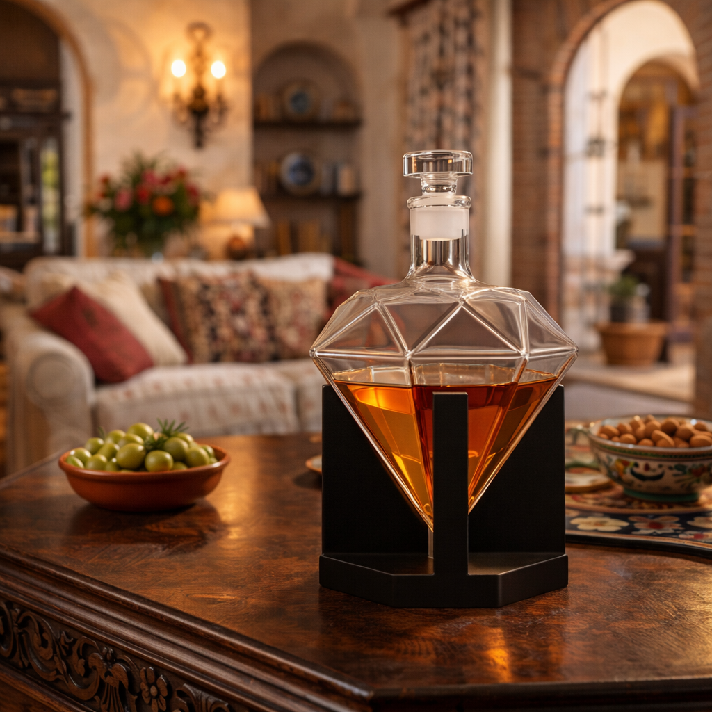 Botella de Whiskey - Edición Diamante y Soporte