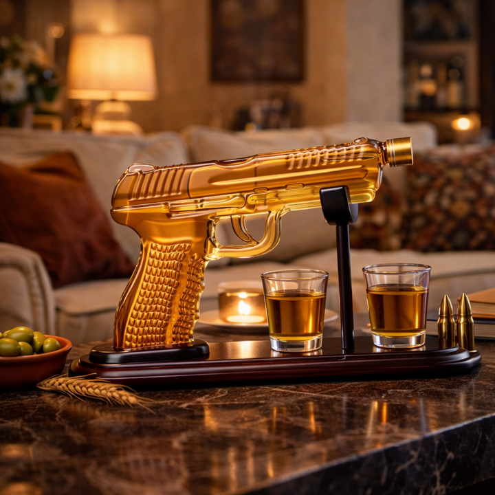 Botella de Whisky – Edición Set de Armas con Vasos