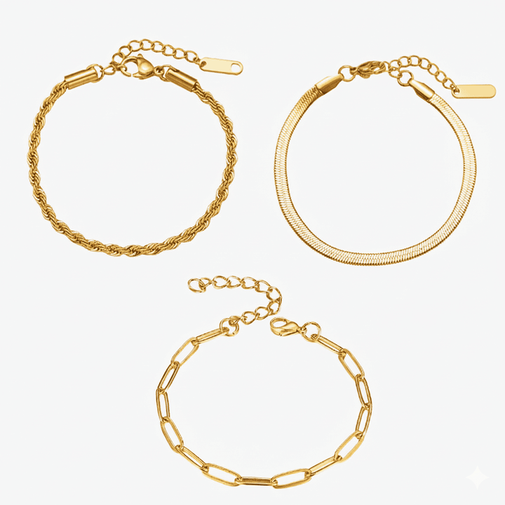 Conjunto de Pulseras Golden Flow Three