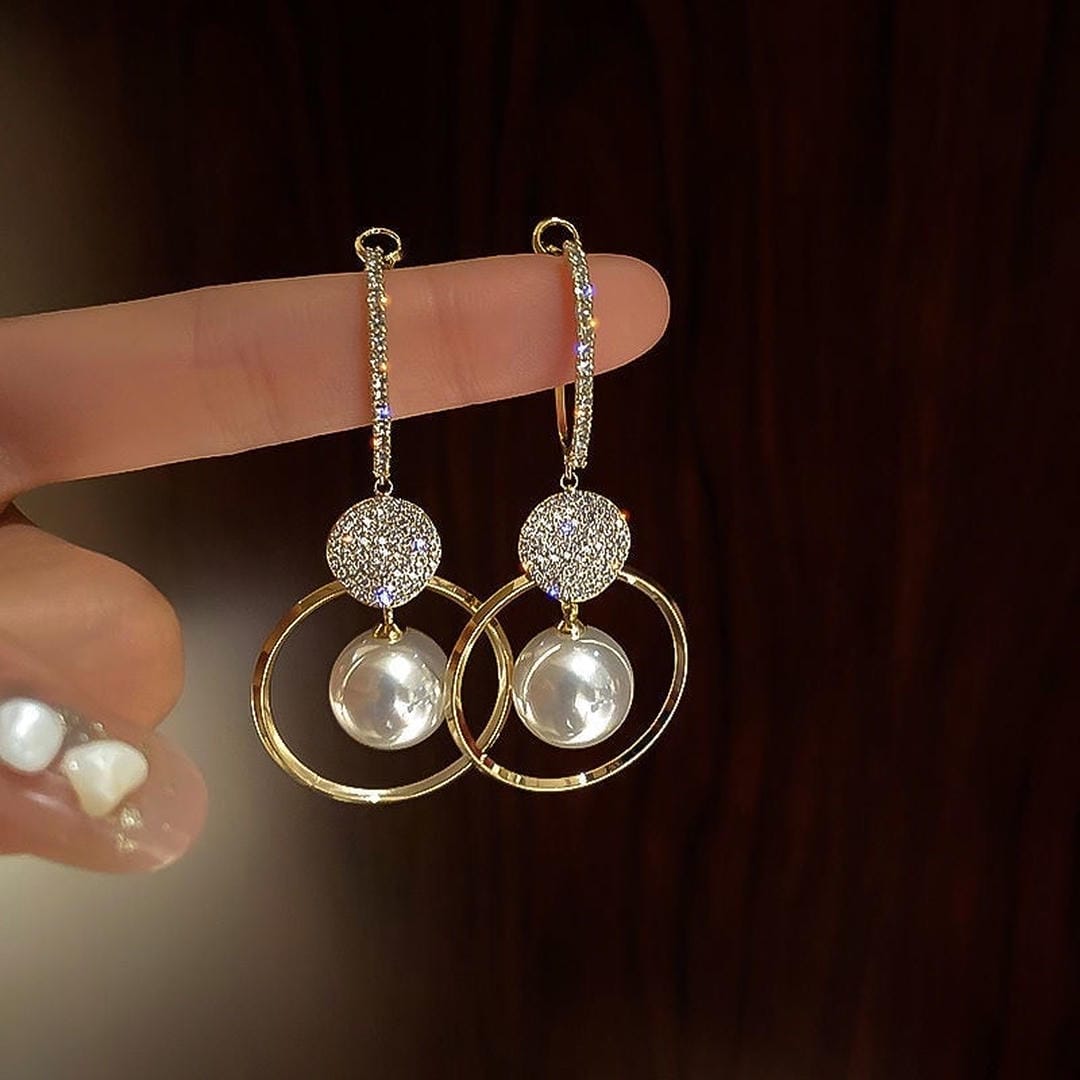 Pendientes con Perlas Cultivadas y Esferas Embelezadas