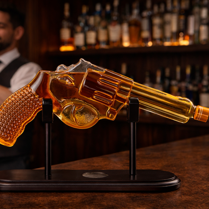 Botella de Whisky – Edición Set de Revólver con Vasos