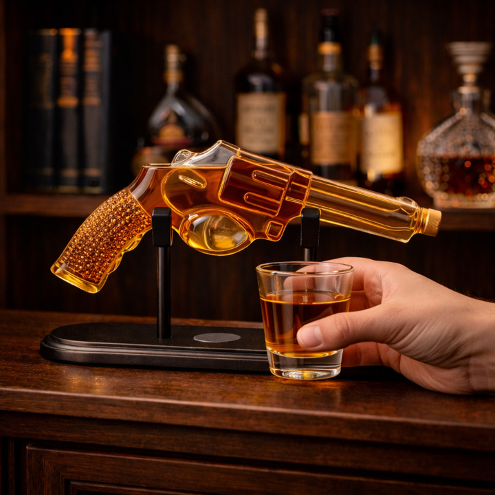 Botella de Whisky – Edición Set de Revólver con Vasos
