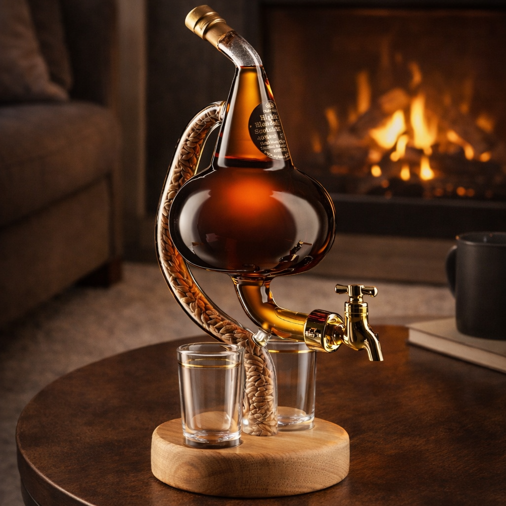 Botella de Whiskey - Edición Alambique con Base de Madera
