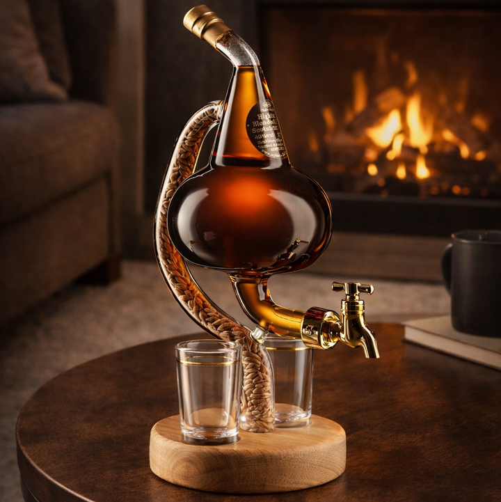 Botella de Whiskey - Edición Alambique con Base de Madera