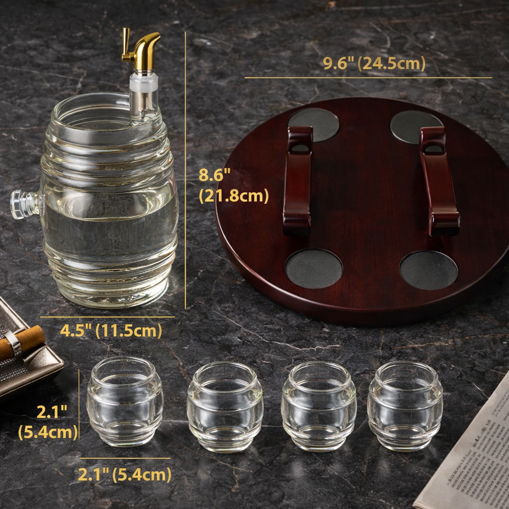 Botella de Whiskey - Edición Set Barril con Copas