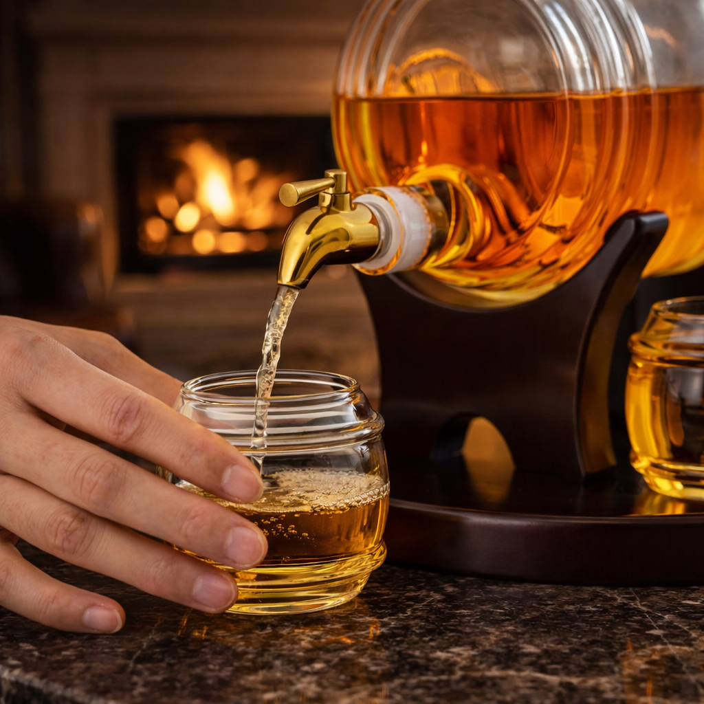 Botella de Whiskey - Edición Set Barril con Copas