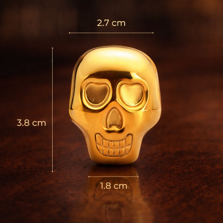Piedras de Whisky Premium en Forma de Calavera Dorada (Set de 8)