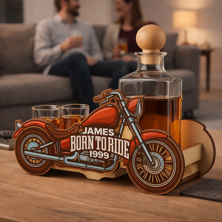 Botella de Whisky - Edición Set de Motocicleta con Copas