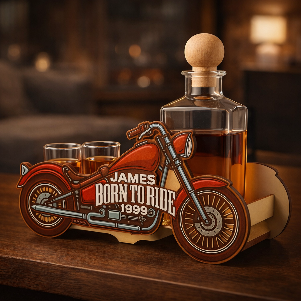Botella de Whisky - Edición Set de Motocicleta con Copas