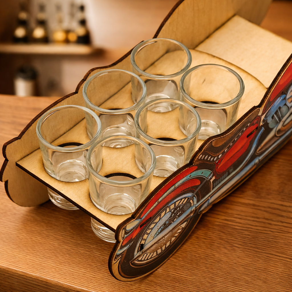 Botella de Whisky - Edición Set de Motocicleta con Copas