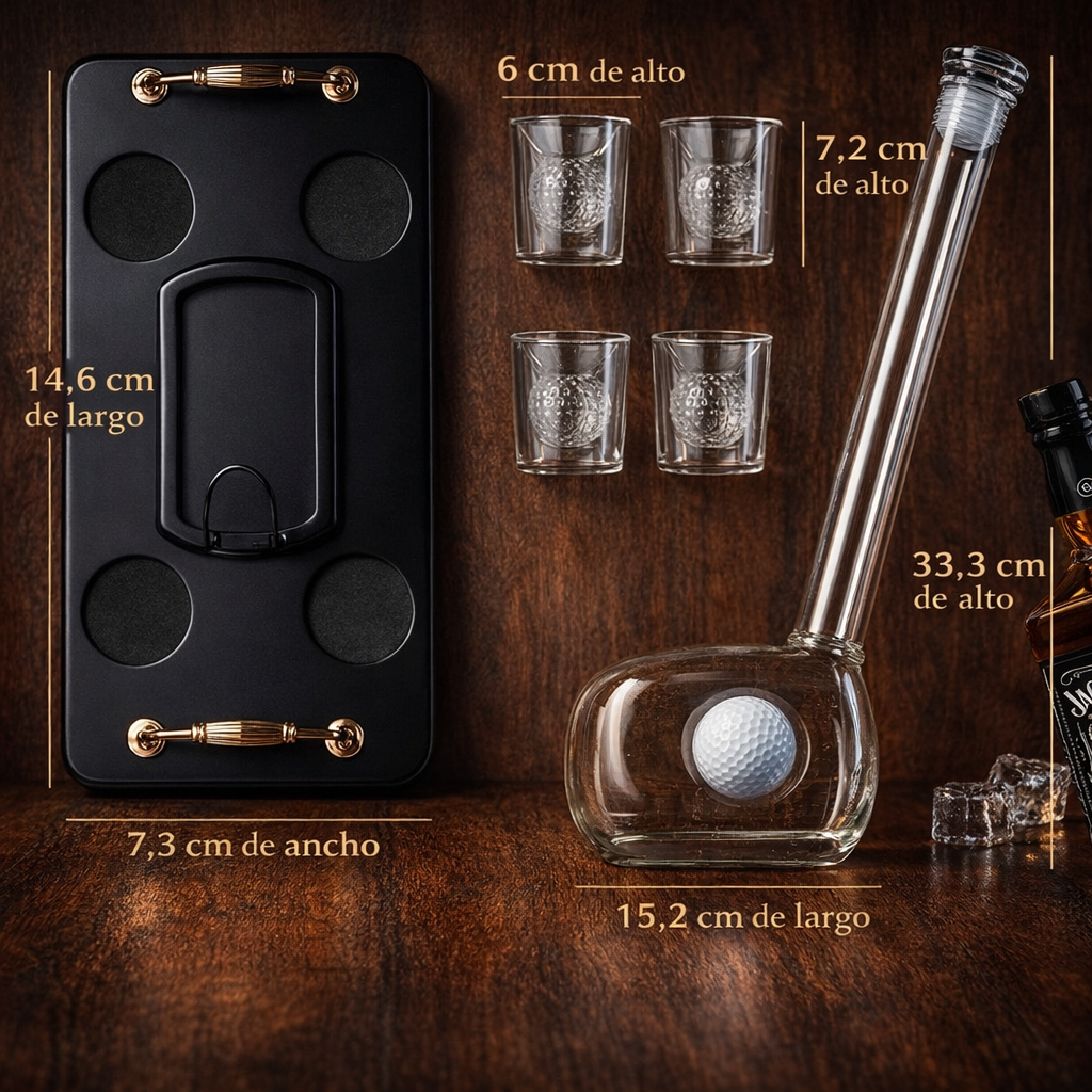 Botella de Whisky - Edición Set de Golf con Copas