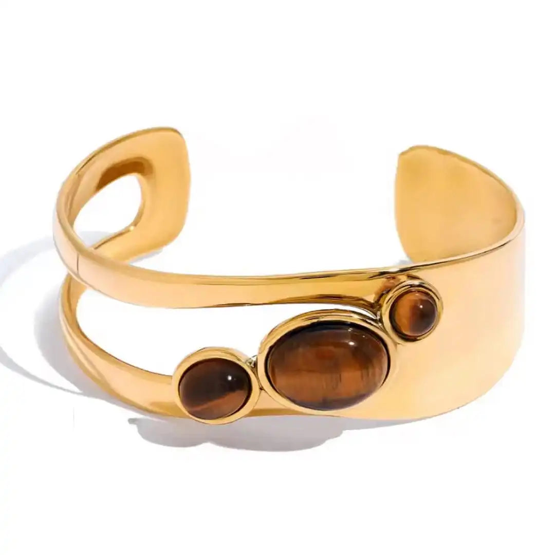 Pulsera Vintage de Ojo de Tigre Dorado