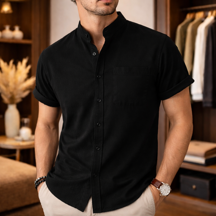 Camisa de Lino de Manga Corta