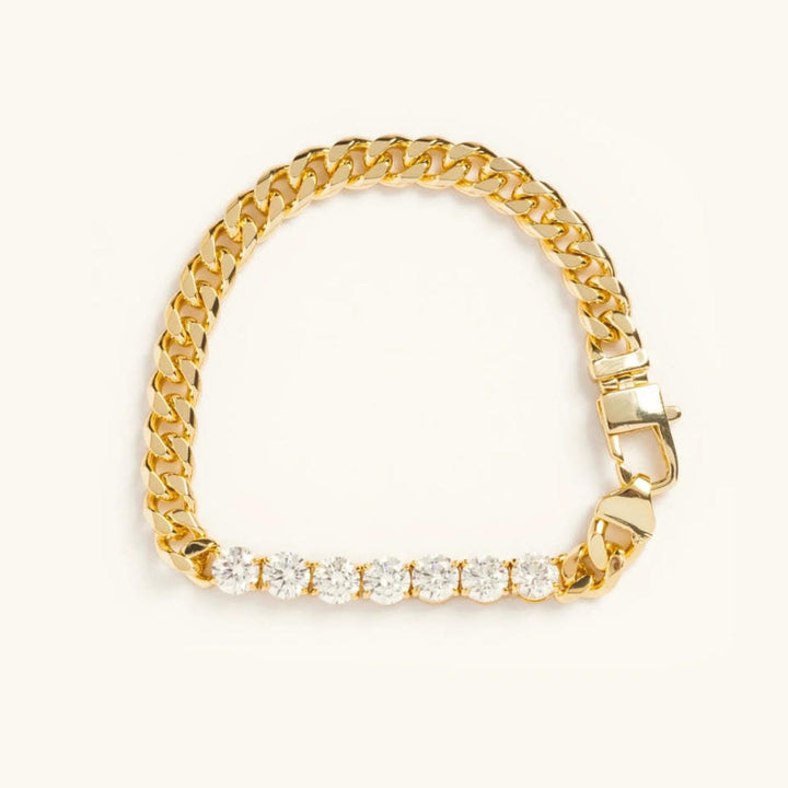Pulsera Moderna de Cristales con Enlaces de Oro