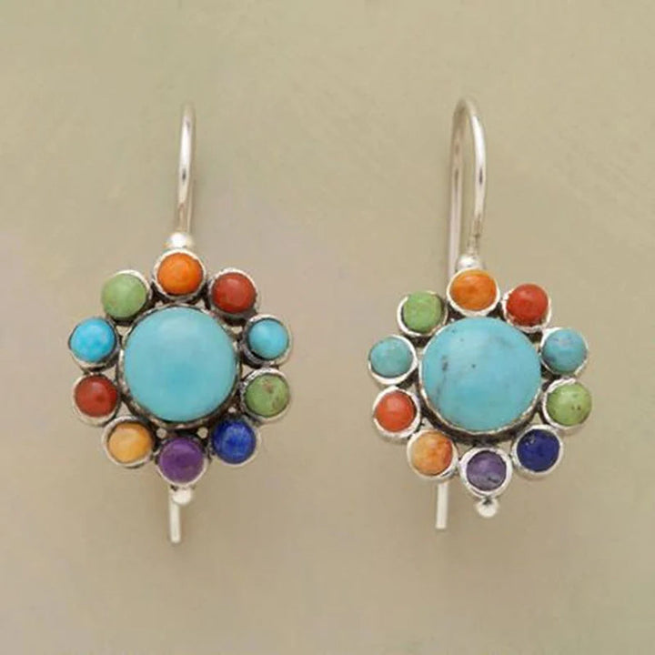 Pendientes de aro turquesa multicolor elegantes