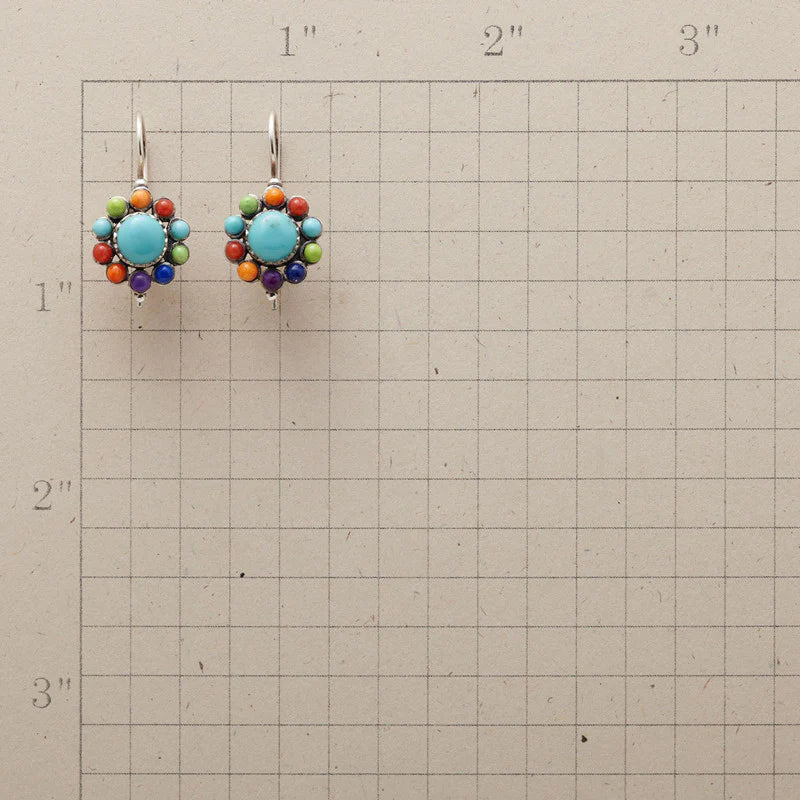 Pendientes de aro turquesa multicolor elegantes