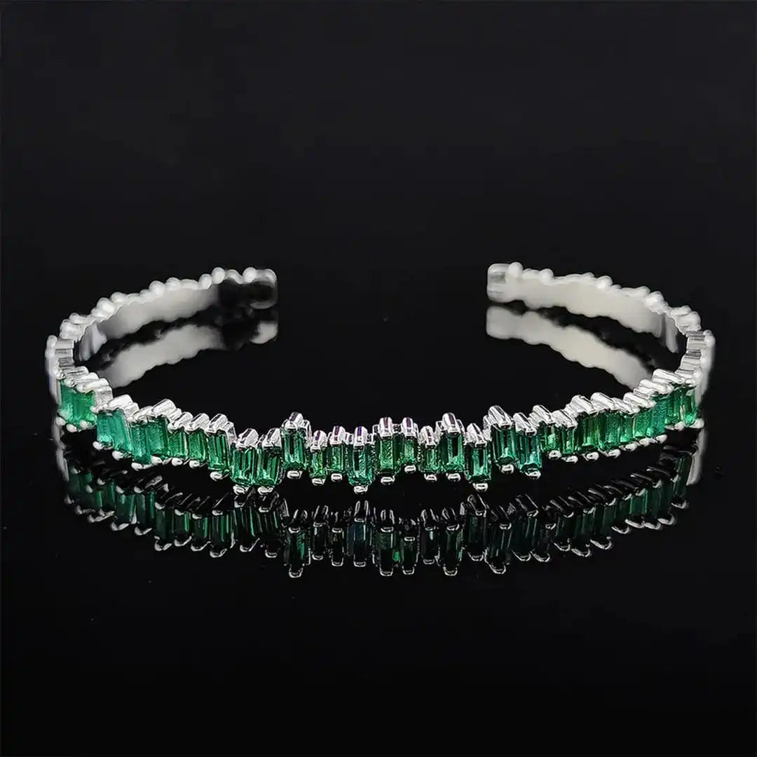 Pulsera Bangle Zigzag Moderna Esmeralda