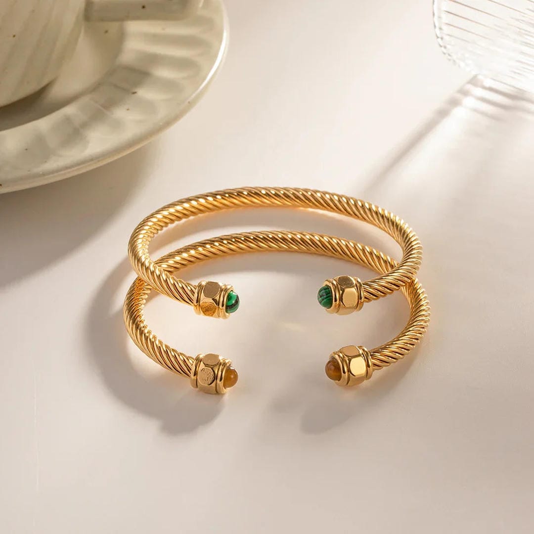 Brazalete de Piedra Preciosa Dorado