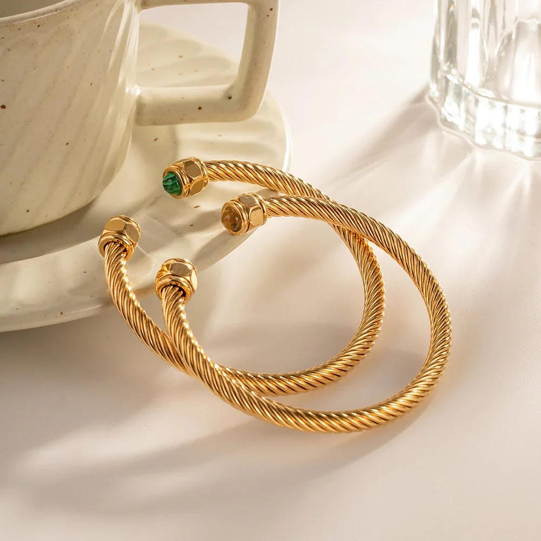 Brazalete de Piedra Preciosa Dorado