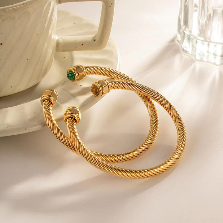 Brazalete de Piedra Preciosa Dorado