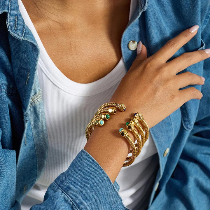 Brazalete de Piedra Preciosa Dorado