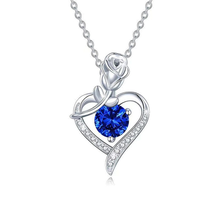 Collar de Corazón de Rosa Zafiro