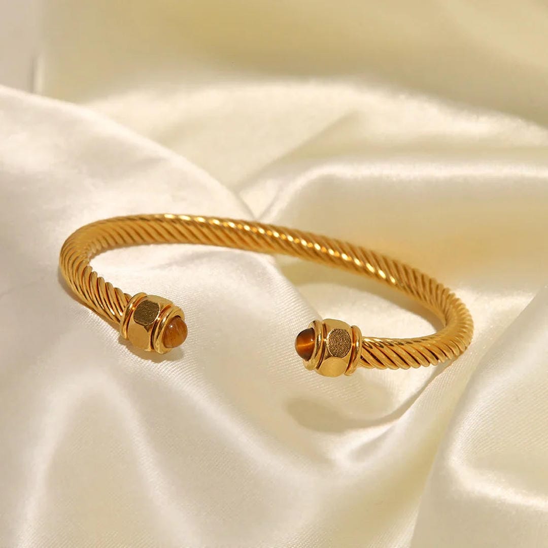 Brazalete de Piedra Preciosa Dorado