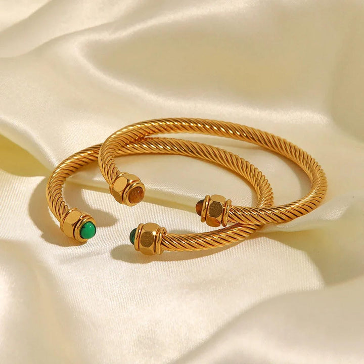 Brazalete de Piedra Preciosa Dorado