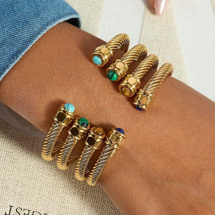 Brazalete de Piedra Preciosa Dorado
