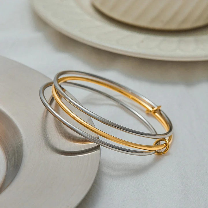 Pulsera Apilada de Dos Tonos Atemporal