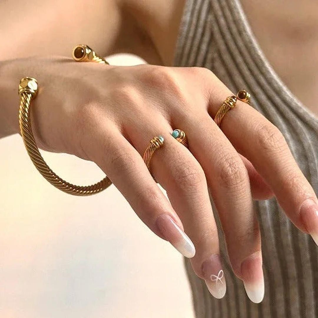 Brazalete de Piedra Preciosa Dorado